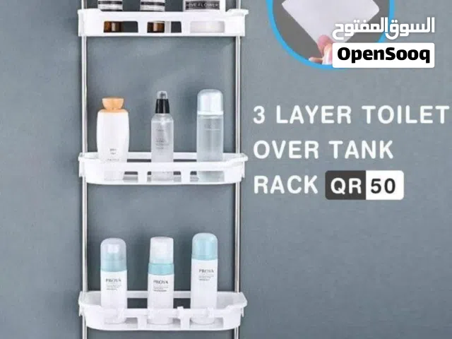 استاند حمام 3 دور معدن و رفوف بلاستيك رف حمام مقاوم للماء سهل التركيب