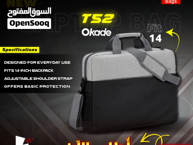 Okade 14 Inch T52 Shoulder Laptop Bag شنطة لابتوب لون اسود شكل مميز