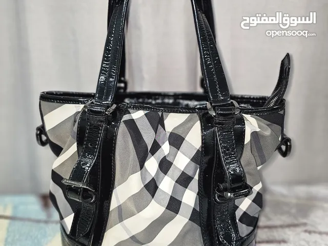 Burberry Black Beat Check Nylon and Patent Leather