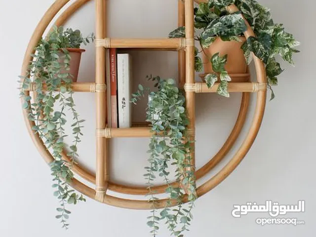 Made of rattan book shelves رف عرض دائري رف نباتات ديكور لوحات جمالية آثاث منزلي home furniture tabl