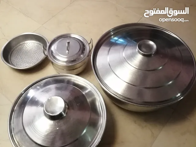 طناجر المنيوم عدد3 مع مصفاة المنيوم عدد 1