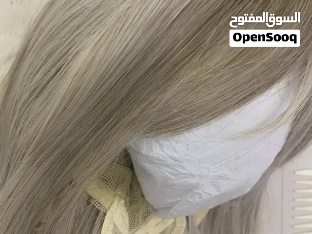 باروكة شعر اشقر رمادي هايلايت قصير بغرة