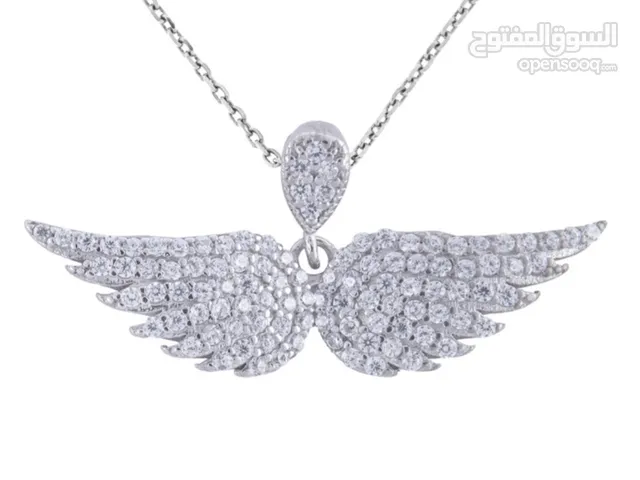 Silver necklace, angel wing