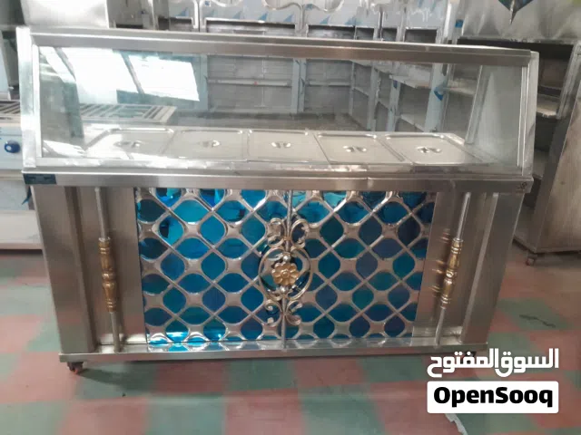 سخان عرض للمأكولات استيل انتاج المستقبل + شواية فحم استيل إنتاج المستقبل + قلاية شبس حوضين متحركه