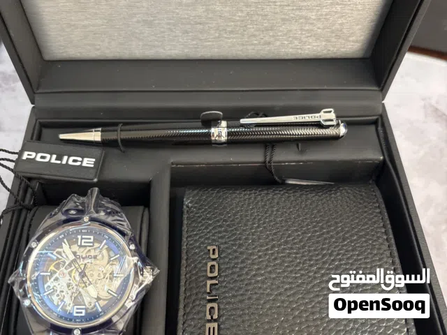 طقم رجالي من براند police ساعة بالاضافة الى محفظة وقلم - جديد