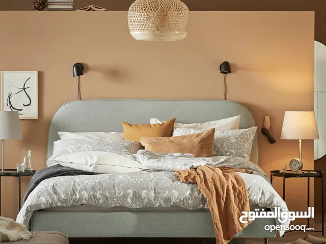 IKEA VADHEIM Upholstered bed frame Gunnared light green size 180 x 200 cm