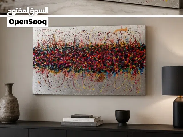 Colorful World  Original Modern Abstract Painting  Acrylic on Genuine Silver Leaf  60 × 100 cm