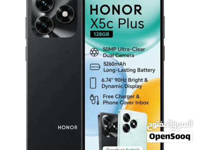 honor x5c plus المعالج : mt g81 4g رام : 4+4 تخزين : 128g بطارية : 5260mAh 15w بسعر الحررررق