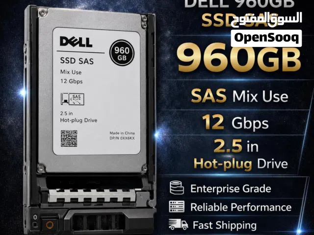 قرص صلب Dell 960GB SAS SSD 12Gb/s DP/N 0WFGTH 2.5 بوصة SFF Hot‐Plug مؤسسي