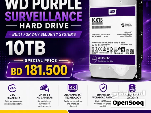 WD Purple 10TB Surveillance Hard Drive