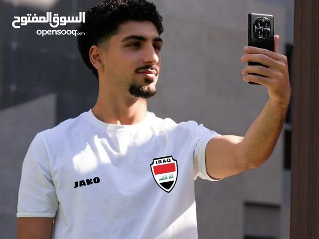 توفر تيشيرت المنتخب العراقي رجالي شبابي نسائي بناتي باللونيين الاسود والابيض