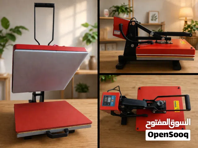 هذه الآلة هي مكبس حراري (Heat Press Machine)، وتستخدم لنقل التصميمات أو الرسومات على الأقمشة