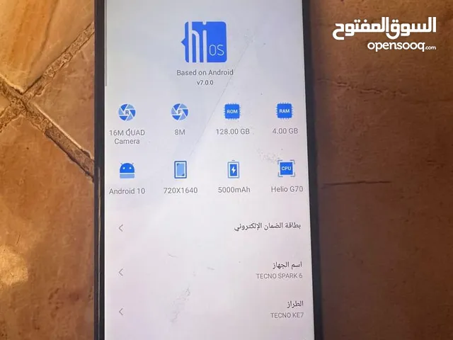 هاتف تكنو سبارك 6 ملاحضه الشاشه فيها كسر خفيف