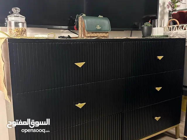 Beautiful black and golden chest of drawers 130x45x85cms WDH