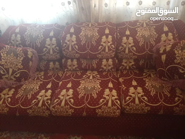 كنب أمريكي الدب 7 مقاعد خشب زان تقيل والقماش مخمل لون خمري ودهبي