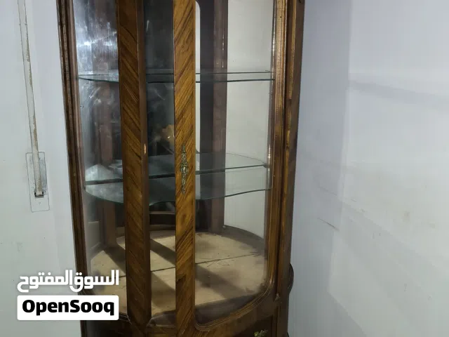 فيترينا (خزانة عرض) خشب كلاسيك بيضاوية زجاج ونحاس