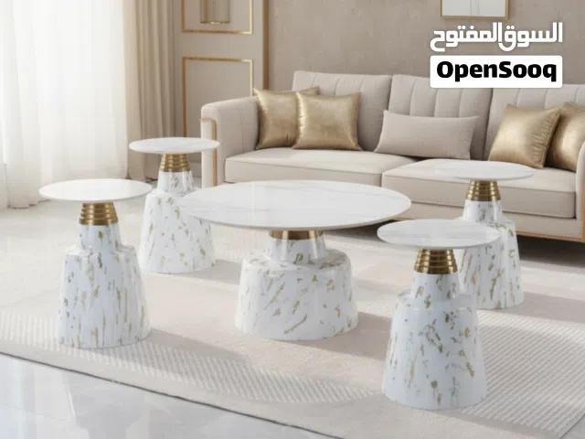 طقم طاولات قهوة رخامي مودرن 5 قطع فاخر - AH-096# (1+4) - التصفية الشاملة