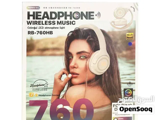 سماعة رأس موسيقية لاسلكية من سلسلة ريماكس بينكوروي RB-760NV باللون الأبيض