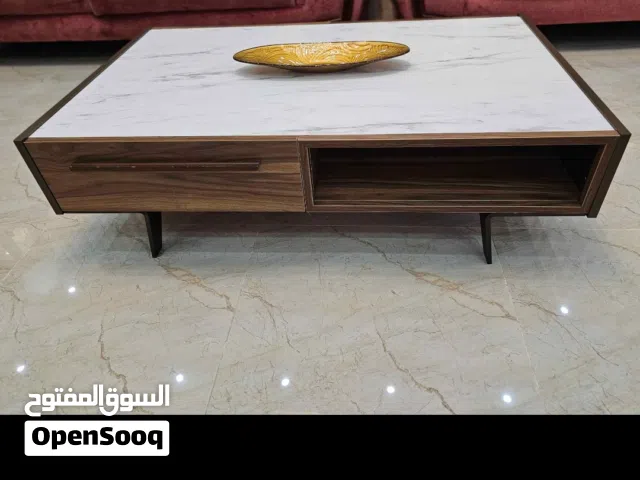 طاولة وسط خشب بأرجل ستيل/ تقيله /مستطيلة الشكل