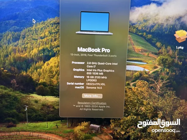 MacBook Pro core i7 Pro 16gb 13.3 ratina 2019 touch bar