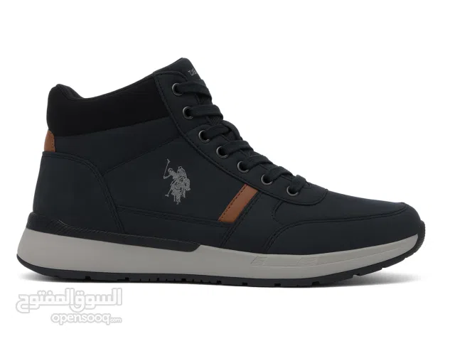 U.S. Polo Assn Men’s High-Top Casual Sneakers – Navy/Black – Size 43 حذاء رجالي هاي توب من U.S. Pol