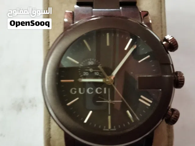 للبيع ساعة جوتشى GUCCI جى كرونو بنى بسوار ستانلس نفس اللون سويسرى أصلى وليست هاى كوبى إستعمال راقي