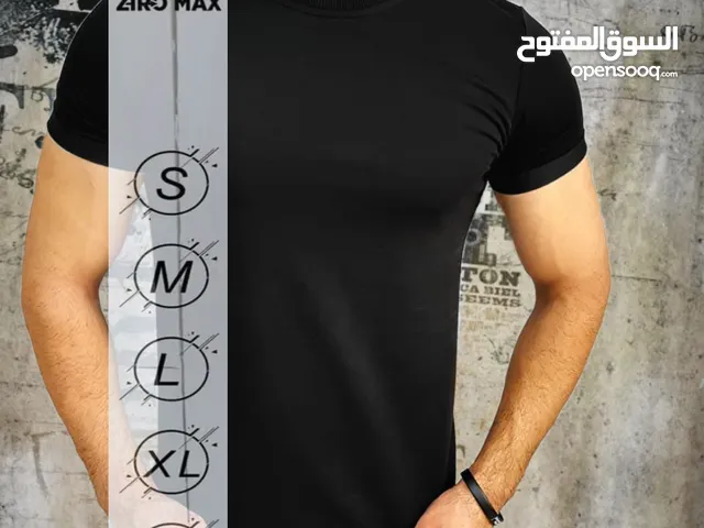 تيشيرت اسود ساده رجالي خامه حجري ناعم خيطين ليكرا صناعه تركيه