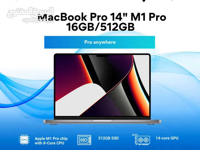 MacBook Pro 14.2" M1 Pro 16GB/512GB ماك بوك برو M1Pro انش 14.2