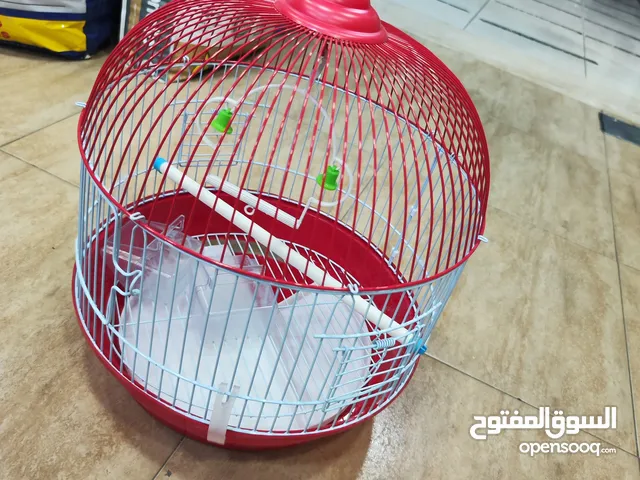 قفص الطيور الدائري الأحمر المميز مناسب لطيور الحب والروز و الفيشر و الجنة