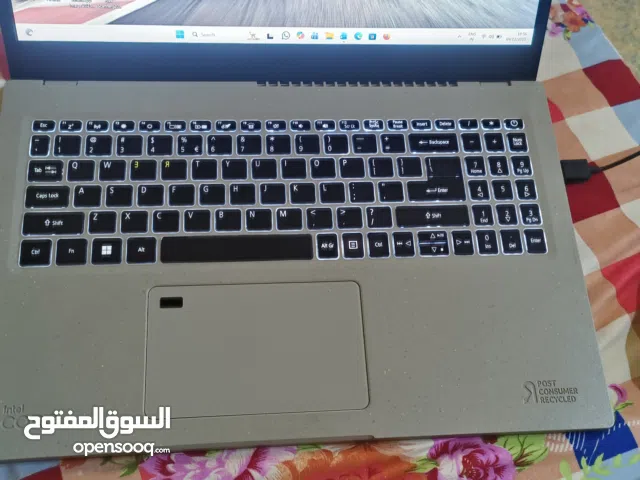 Accer laptop for sale core i7 11th generation 16 inch screen size 512 SSD light grey colour.