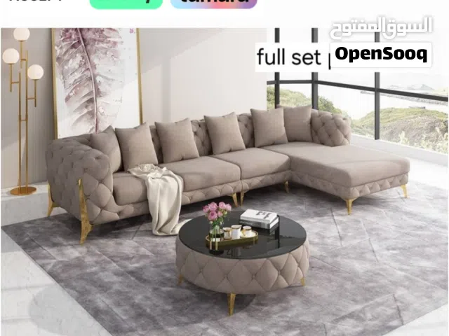طقم كنب مودرن 7 مقاعد  Elegant L-Shape Sofa Set – Clean Look, Top Condition & Affordable