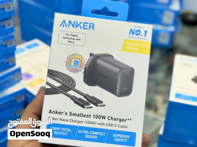 شاحن انكر مع سلك شحن سريع جدآ 100 واط ضمان 18 شهر
