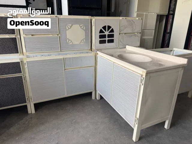 كاونتر ثلاث قطع ارضي وملحق مع سنك متر مرمر المنيوم
