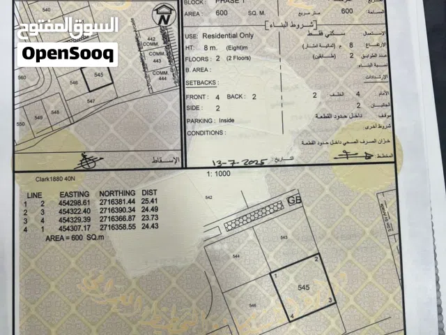 للبيع قطعتين ارض سكني في الرميلة لوى منفصلات مساحة كل قطعه 600 متر