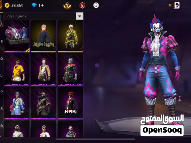 فري فاير Free Fire حساب قوي وقديم يوجد تقريبا 60% من الشخصيات قابل للتفاوض