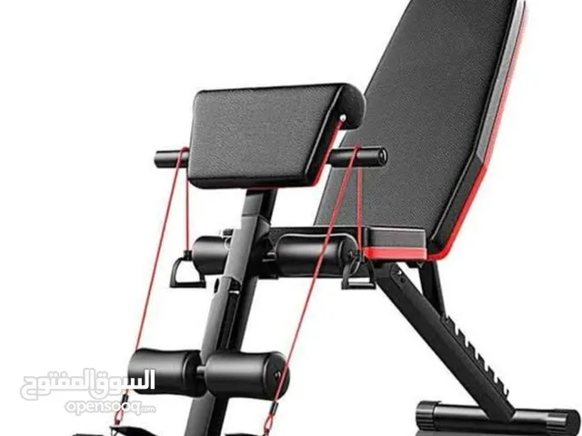 55 كيلو اوزان مع 2 بار و 2 دامبلز ب 70 دينار .. كرسي جلد متحرك قابل للطي ب 40 دينار