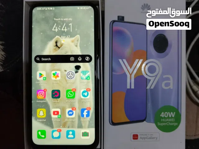 هواوي y9a وكاااله بلكرتونه مع جميع اغراضو الاصليه