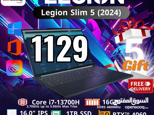 laptop lenovo Legion Slim 5 (2024)   Ci7-13H  لابتوب لينوفو ليجن كور اي 7 الجيل الثالث عشر