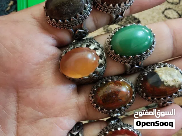 خواتم نحاس ب احجار العقيق الطبيعي