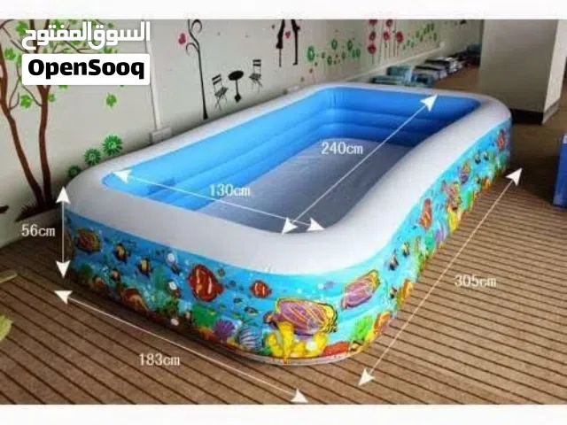 بركة سباحة انتكس نفخ 3 حلقات مع غطا للبركة مع منفاخ يدوي بسعر حرق 60 دينار