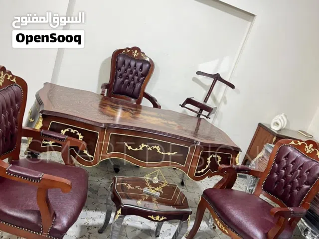 مكتب كلاسيك خشب زان احمر مطعم بنحاس 180سم /5 درج