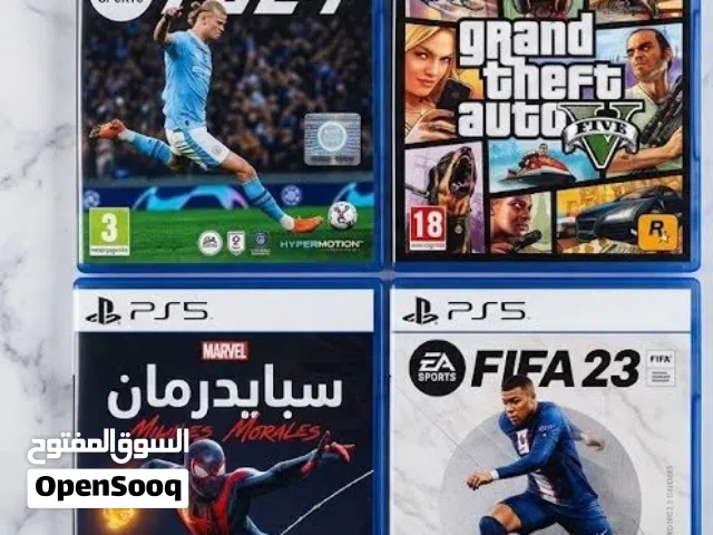 اقرص ps5 للبيع GTA V - spider man - FIFA 24 - FIFA 23