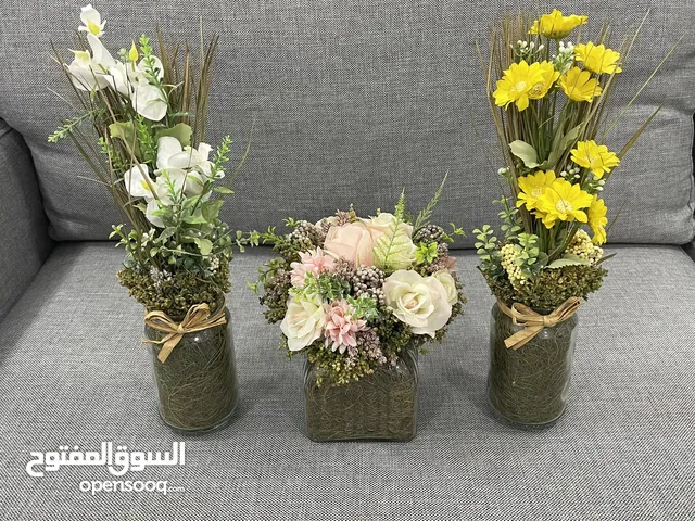 Three Decorating Flower Pots اصطناعي مواد عالية الجودة عدد 3