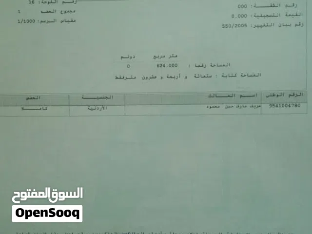 قطعه أرض 624م المغيرات اسكان القضاه
