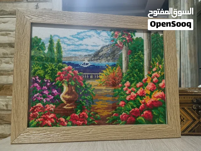 منظر طبيعي تطريز يدوي مبروز برواز مع زجاج