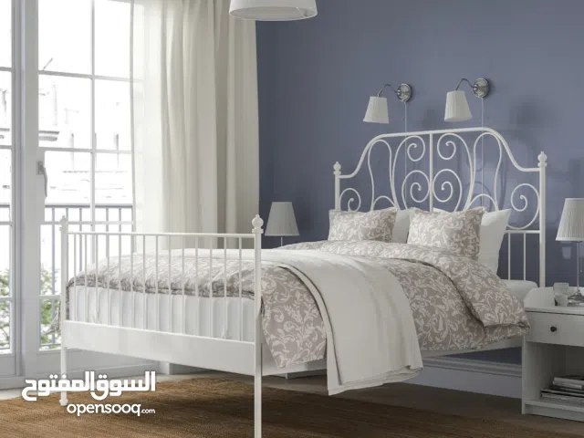 Ikea leirvik bed frame white with mattress- سرير ايكيا مع المرتبة