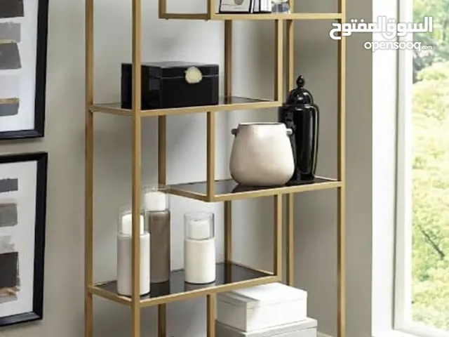 Stylish Gold Metal Bookshelf with Open Design