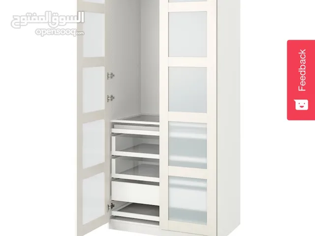 BERGSBO WARDROBE WITH WHITE/FROSTED GLASS DOOR