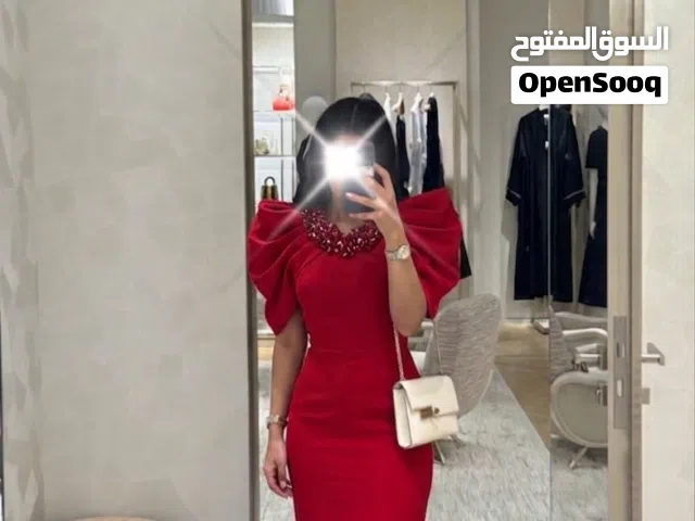 فستان سهرة احمر جديد خامة ممتازة