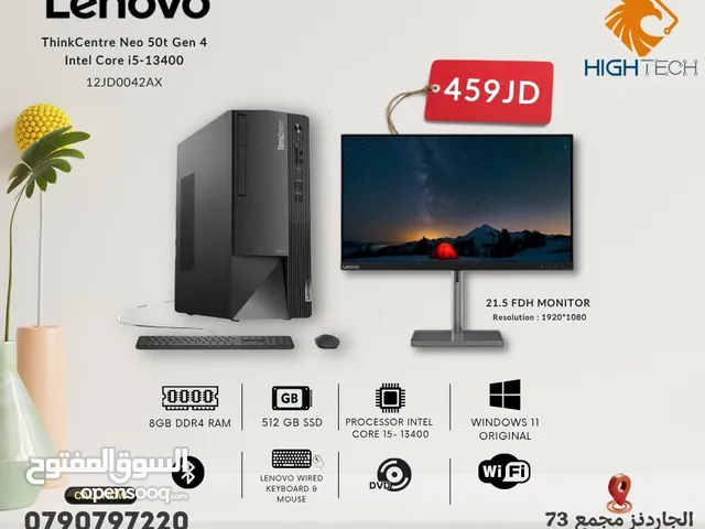Lenovo ThinkCentre neo50t GEN4-i5-13400-8GB RAM-512GB SSD-Windows 11 Desktop+Monitor-كمبيوتر وشاشة .